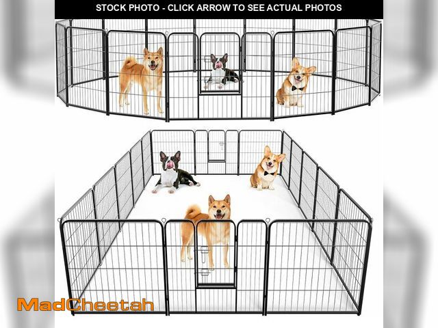 Lot 74-13087836 - SMUG Heavy-Duty Iron Dog Playpen - 16 Panel 32" Durable, Rust-Resistant Pet Fence for Indoor &amp; O...