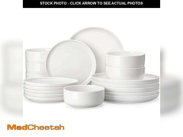 Lot 74-14347994 - MALACASA Plates and Bowls Sets, 18 Pieces Porcelain Dinnerware Sets Dishware Sets Chip Resistant Cer...