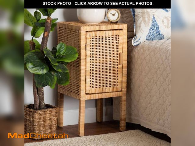 Lot 74-14275433 - bali &amp; pari Vivan Natural Rattan Nightstand 29.5 in. H x 13.8 in. W x 13 in. D - UNUSED
