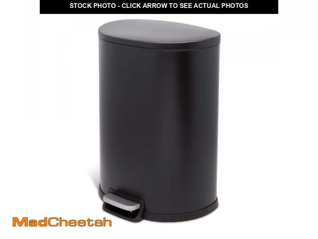 Lot 74-12517976 - Qualiazero 13 Gal. Matte Black Stainless Steel Kitchen Trashcan, Step-on, D Shape - UNUSED