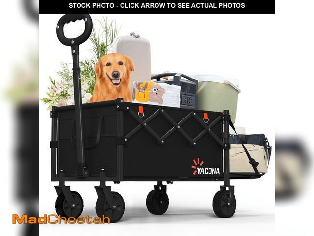 Lot 74-14287912 - Yacona Wagons Carts Foldable with Tailgate, 360lbs Collapsible Extended Beach Wagon, Heavy Duty Fold...