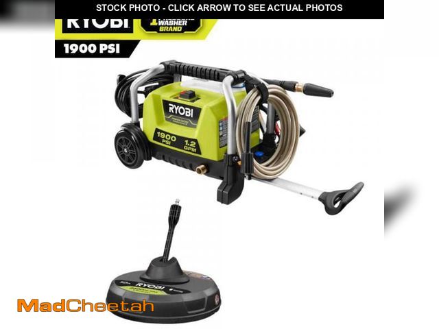 Lot 74-12289151 - RYOBI 1900 PSI 1.2 GPM Cold Water Wheeled Electric Pressure Washer with 12 in. Surface Cleaner - UNU...
