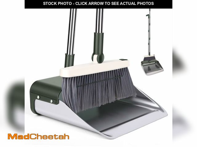 Lot 74-14378806 - Broom with Dustpan Combo Set, Lightweight Standing Metal Dust Pan with Teeth, Home Essentials Suitab...