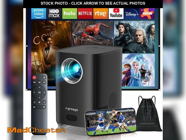 Lot 74-12599221 - [Electric Focus] Projector with WiFi and Bluetooth, Native 1080P 15,000 Lumens 4K Supported, Agreago...