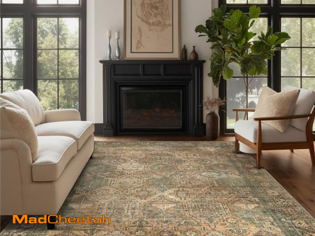Lot 74-12513903 - KUETH 8'x10' Area Rugs for Living Room, Non Slip Machine Washable Vintage Indoor Rug, Low Pile Cheni...