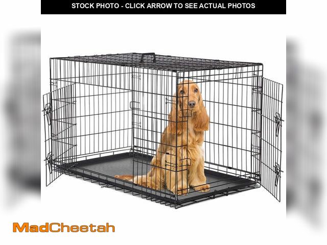 Lot 74-14436454 - CONCETTA 48 inch Double-Door Folding Dog Crate, Portable Small Cage with Divider, Leak-Proof Tray - ...