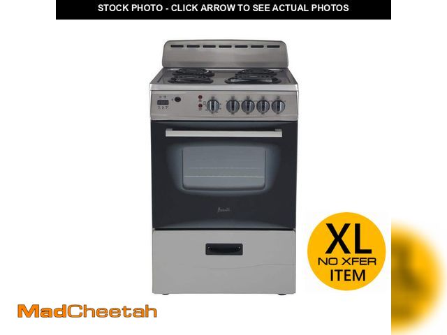 Lot 74-12899744 - (DENTED ) Avanti 24 in. 2.6 cu. ft. Single Oven Electric Range in. Stainless Steel - UNUSED