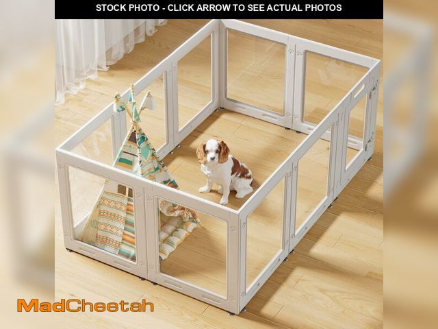 Lot 74-13709365 - Clear Acrylic Dog Playpen with Door,23.6" Puppy Playpen,Easy Assemble Pet Fence,8-Panel for Puppies/...