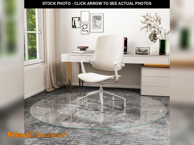 Lot 74-12540773 - [Tempered Glass] 55" x 55" Round Glass Chair Mat, Heavy Duty Hard Floor Mat with Round Corner and Po...