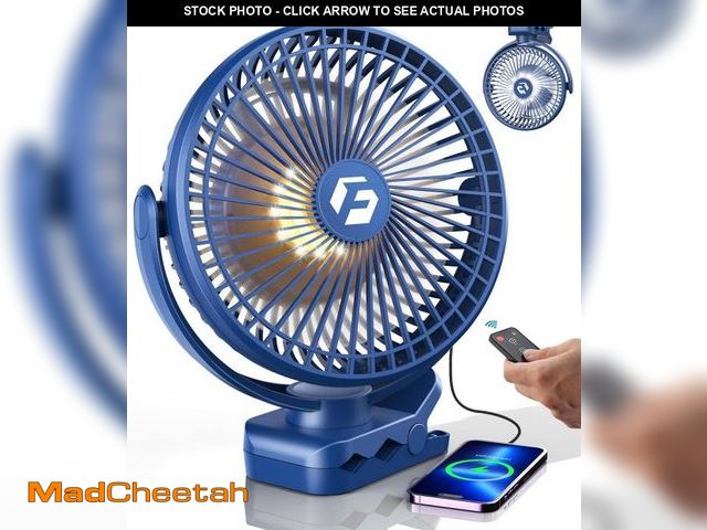 Lot 74-12308971 - Korbot 8-inch Clip-on Fan - 12000mAh Portable Rechargeable Battery, 3 Speeds, Strong Airflow, USB, S...