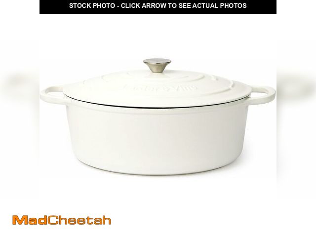Lot 74-14284323 - Larder &amp; Vine 8 QT Oval Enameled Cast Iron Dutch Oven with Lid, Dutch Oven for Roasting &amp; Br...