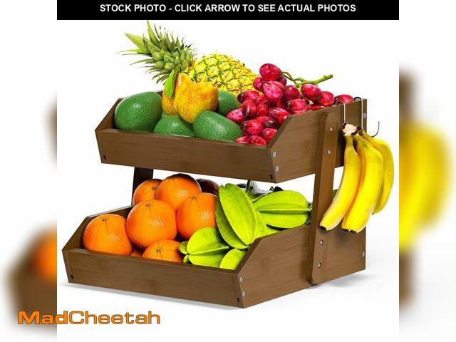 Lot 74-14147879 - Gmtsl Bamboo Fruit Basket for Kitchen Ã¢â¬â 2 Tier Fruit Bowl For Kitchen Counter, Large Fruit Ho...