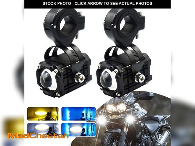 Lot 74-12703873 - Motorcycle LED Fog Driving Lights,4 Fuctions 3 Colors All-in-One,White/High Beam,Amerb/Low Beam,Ice ...