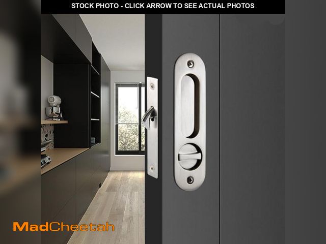 Lot 74-12432343 - AcxdJnye 6.8" Privacy Pocket Door Lock Hardware Sliding Door Lock with Key Pocket Door Handle,Silver...