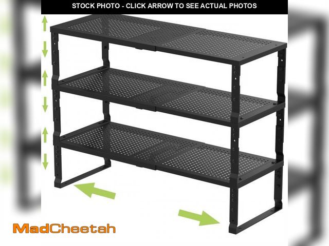 Lot 74-11851874 - Jojocross Expandable Adjustable Stackable Kitchen Organizer, Spice Rack,Metal Pantry Storage Shelves...