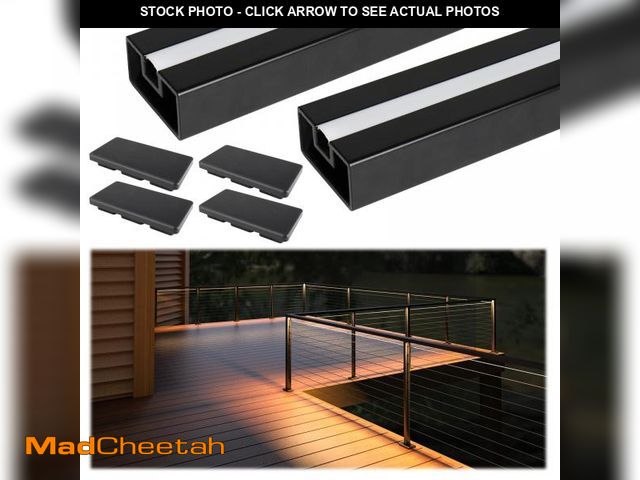 Lot 74-12488863 - Muzata 2Pack 6'6" Aluminum Black LED Handrail Rectangular Cable Railing Handrail for Cable Railing S...
