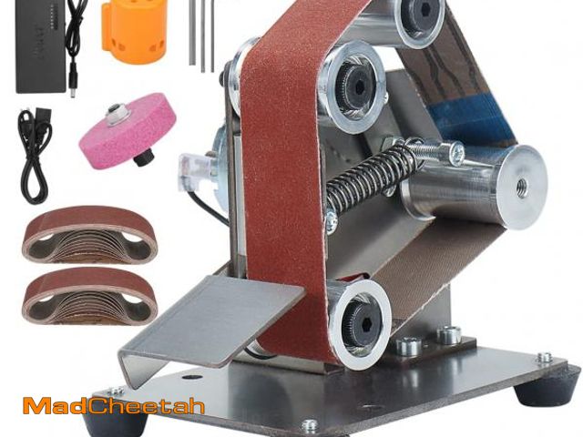 Lot 74-11553627 - Mini Electric Belt-Sander Knife-Sharpener Sanding Machine - Small Bench Grinder Kit 7 Speed Adjustab...