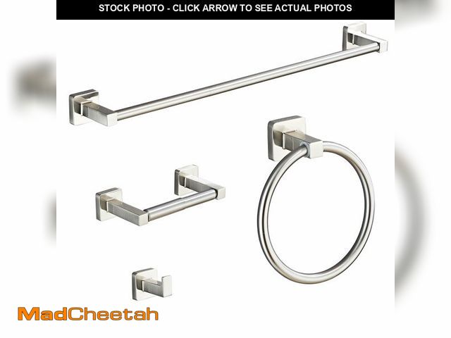 Lot 74-12498594 - Brushed Nickel Bathroom Hardware Set 4 Pieces,Bathroom Accessories Set Stainless Steel Wall Mounted,...