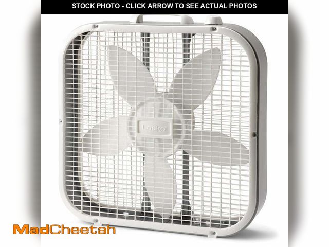 Lot 74-12556302 - Lasko 20" Classic Box Fan with Weather-Resistant Motor, 3 Speeds, 22.5" H, White, B20200, New - UNUS...