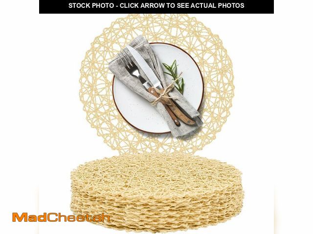 Lot 74-14330785 - AHHFSMEI Paper Braided Round Placemats Natural Non-Slip Heat Resistant Table Mats for Dining Tables ...