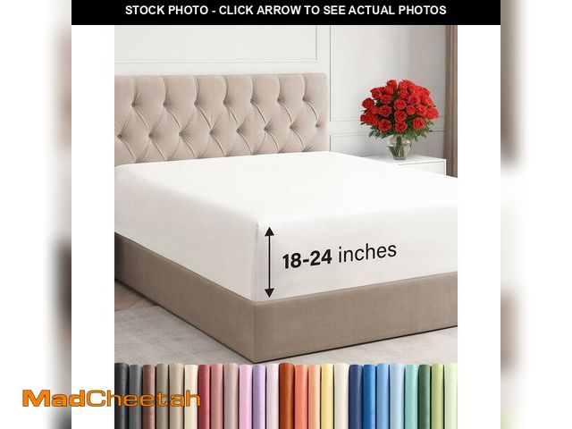Lot 74-14266886 - Extra Deep King Fitted Sheet - Hotel Luxury Single Fitted Sheet Only - Easily Fits 18 inch to 24 inc...