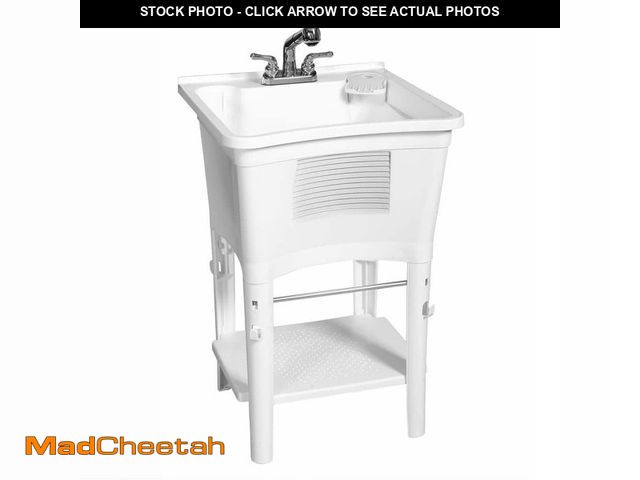 Lot 74-13797281 - Glacier Bay 24.1 in. L x 24.1 in. W x 36.7 in. H Laundry Sink / Utility Sink Work Center in White wi...
