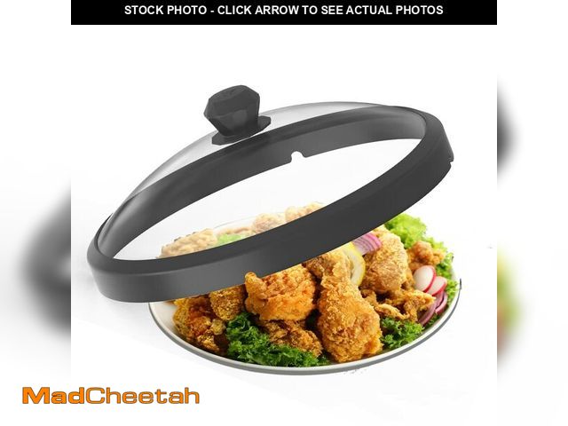 Lot 74-13627681 - Microwave Glass Cover Splatter Guard Lid with Anti-scald Silicone Handles and Vented Edge for Food P...