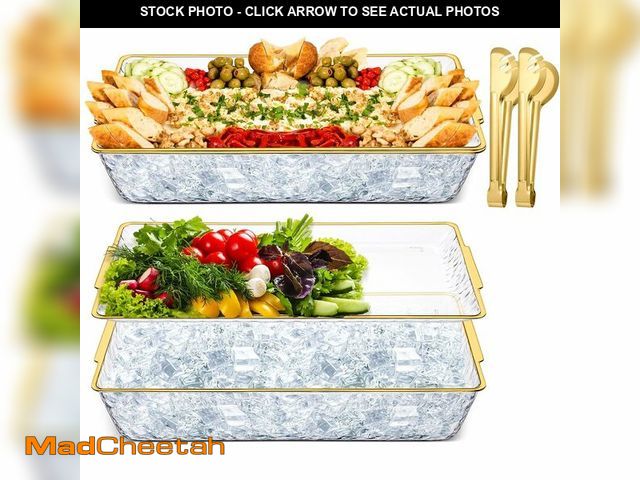 Lot 74-14423519 - ASWETMEL 2 Set 16" x 9" Plastic Chilled Serving Tray for Parties, Serving Platter with Compartments ...