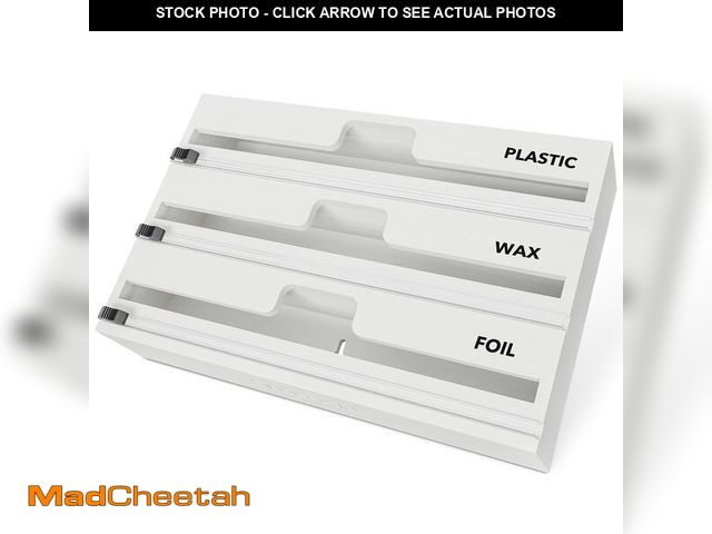 Lot 74-13548601 - SpaceAid WrapNeat 3 in 1 Wrap Organizer with Cutter and Labels, Plastic Wrap, Aluminum Foil and Wax ...