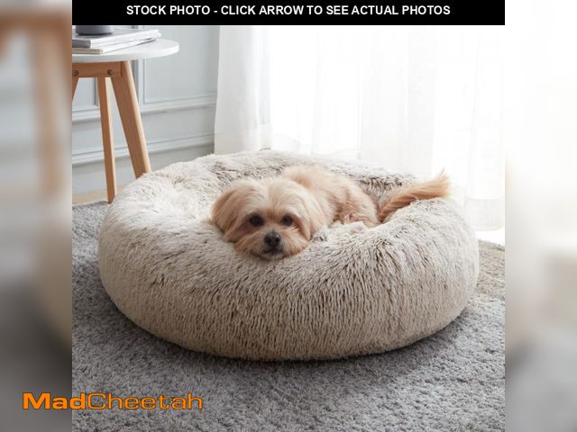 Lot 74-12222329 - WESTERN HOME WH Calming Dog &amp; Cat Bed, Anti-Anxiety Donut Cuddler Warming Cozy Soft Round Bed, F...