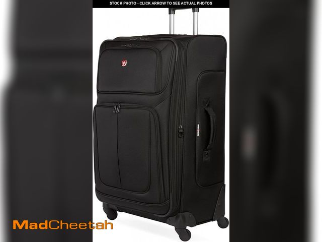 Lot 74-12101402 - SwissGear Sion Softside Expandable Luggage, Black, Checked-Large 29-Inch - UNUSED