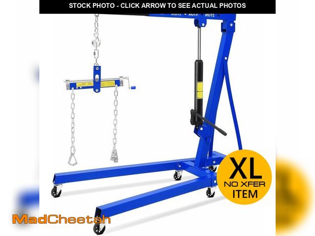 Lot 74-12899024 - 2 T Folding Hydraulic Engine Hoist with Leveler, 4400 LBS Cherry Picker Shop Crane with Telescopic B...