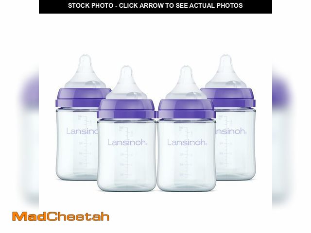 Lot 74-14276679 - Lansinoh Anti-Colic Glass Baby Bottles, 5 Ounces, 4 Count, Includes 4 Extra Slow Flow Nipples (Size ...