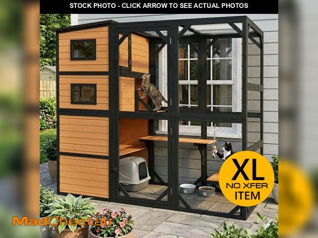 Lot 74-14309593 - Aivituvin 77" Large Catio Outdoor Cat Enclosure, 4 Tiers Cat House for Outdoor Indoor with Weatherpr...