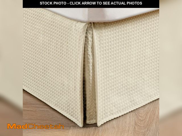 Lot 74-13546077 - MIYE Pleated Waffle Weave Bed Skirt, Tailored Dust Ruffle 12 Inch Drop Easy Fit, Machine Washable,No...