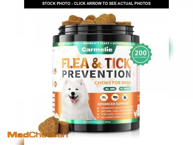 Lot 74-11547874 - Carmelie Flea and Tick Prevention for Dogs Chewables - 200 Soft Chews Natural Dog Flea and Tick Chew...