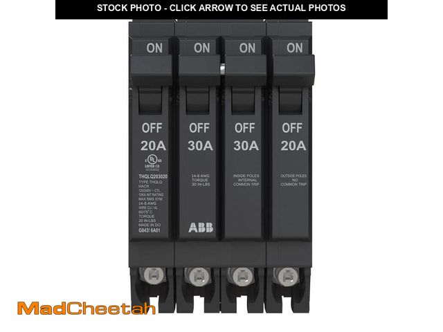 Lot 74-14606451 - ABB 2-20 Amp Single-Pole 1-30 Amp Double-Pole Quad 120-Volt/240-Volt Circuit Breaker (THQLQ203020A) ...
