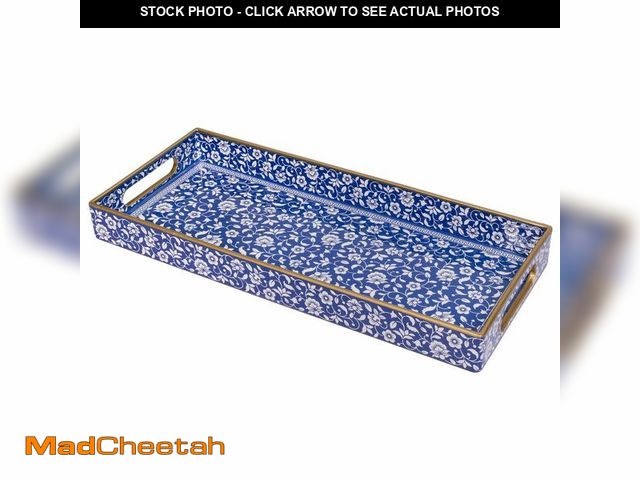 Lot 74-14211090 - MAONAME Blue Vanity Tray, Bathroom Counter Tray, Plastic Decorative Trays with Handles, Storage Dres...