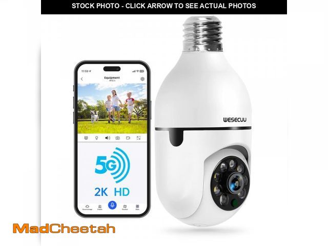 Lot 74-11558824 - WESECUU Light Bulb Security Camera -5G&amp; 2.4GHz WiFi 2K Security Cameras Wireless Outdoor Motion ...