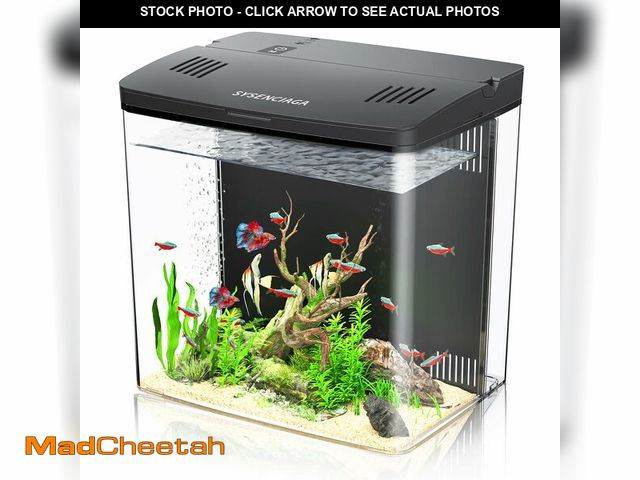 Lot 74-13949026 - Desktop Fish Tank, 1.2 Gallon Self-Cleaning Smart Aquarium with Filter &amp; 5-Color LED Light, Auto...