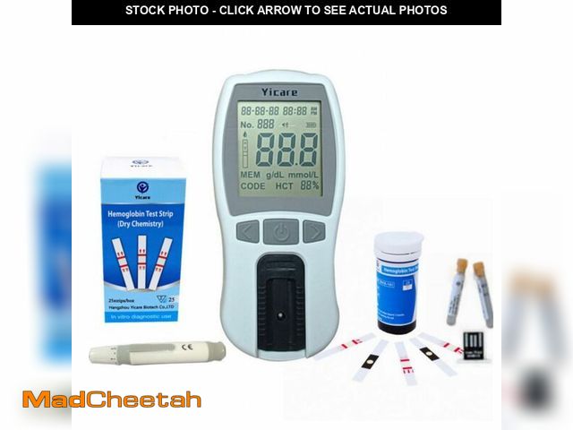 Lot 74-12842181 - Hemoglobin Test Meter with 25 Hemoglobin Test Strips, Cholesterol Test Kits with 10 Test Strips, 2-i...