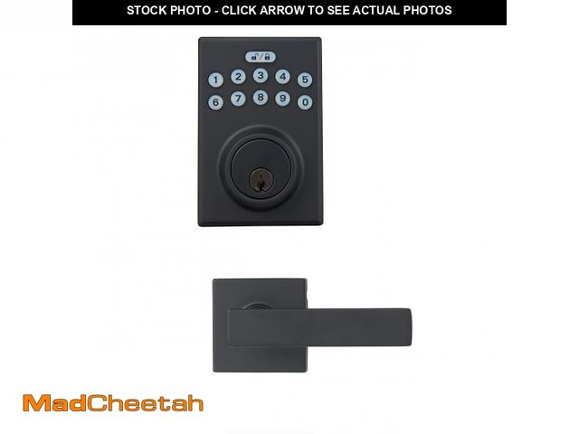 Lot 74-12303827 - Basics Contemporary Electronic Keypad, Keyless Entry Door Lock Deadbolt with Handle Set, Key Pad Fro...