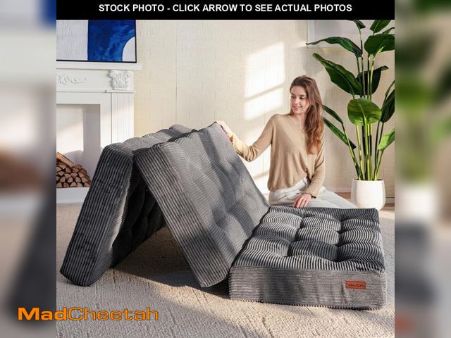 Lot 74-12388189 - MAXYOYO Tri-Fold Mattress, 6 Inch Tufted Folding Futon Foam Bed, Foldable Floor Mattress Guest Bed F...