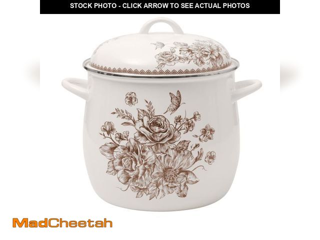 Lot 74-12536964 - The Pioneer Woman Agatha 12-Quart Enamel on Steel Stock Pot, Brown - UNUSED