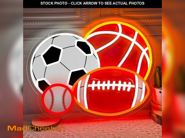 Lot 74-14422507 - 4 Sport Balls Combination Neon Sign 16.1"x12.8" UV Printed Sport Neon Light - UNUSED