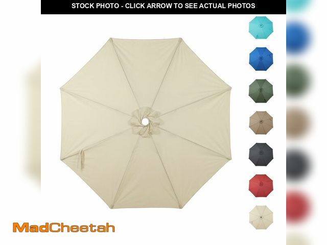 Lot 74-14207611 - COWVIE 10ft Market Umbrella Canopy Replacement for 8 Ribs Patio Umbrella, Outdoor Table Parasol Repl...