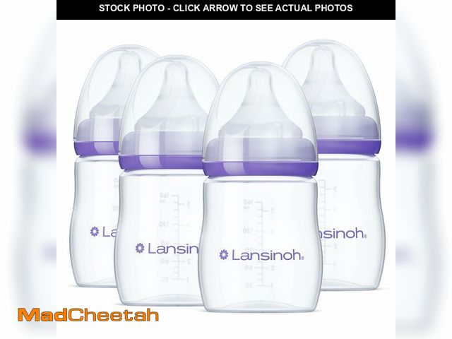 Lot 74-13545082 - Lansinoh Anti-Colic Baby Bottles, BPA-Free Plastic, 5 Ounces, 4 Count, Extra Slow Flow Nipples (Size...