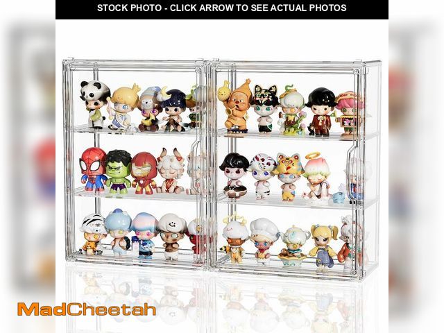 Lot 74-13570782 - JOYZAN Acrylic Display Case for Collectibles, 2 Packs 3 Tiers Clear Display Case for Figures, Wall-M...