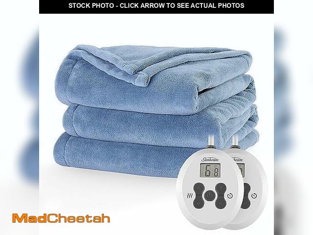 Lot 74-12846890 - Sunbeam Electric Royal Luxe Microplush Heated Blanket 12 Heat Settings, 12-Hour Selectable Auto Shut...
