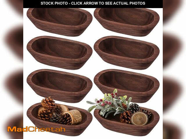 Lot 74-13546105 - Molain 8 Pack Wooden Dough Bowls, Solid Rustic Wood Bowls for Candle Centerpiece Handcrafted Decorat...